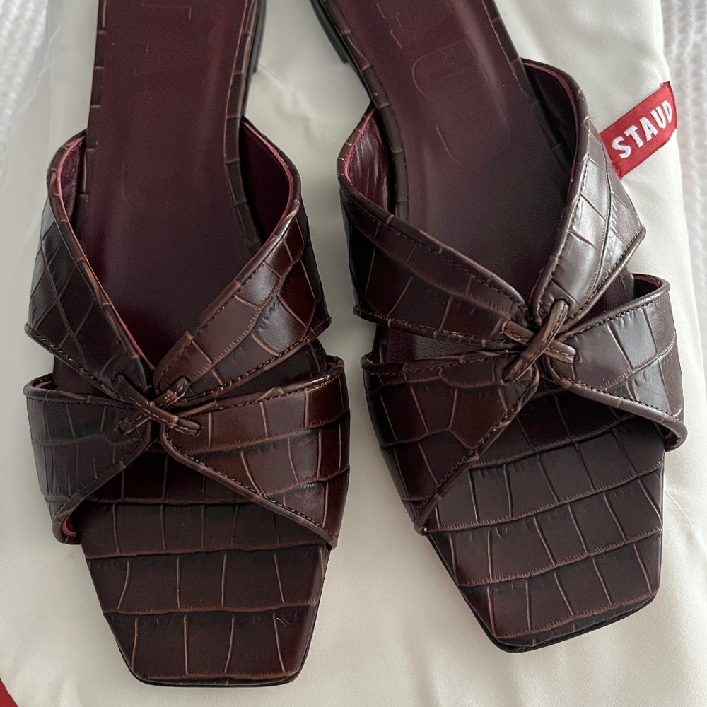 New STAUD Chris Sandal size Brown Croc New in Box US size 9.5-10